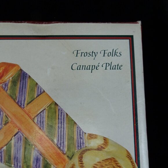 New 2003 Fitz & Floyd Frosty Folks Serving Plate Christmas Tray Snowman Party - Picture 7 of 8